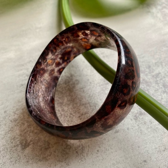 Leopard Chunky Glitter Acrylic Plastic Resin Bangle Bracelets - Picture 7 of 8